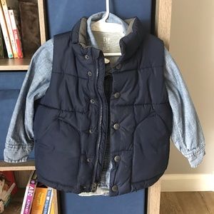 Gap vest puffer and fleece lined denim button down